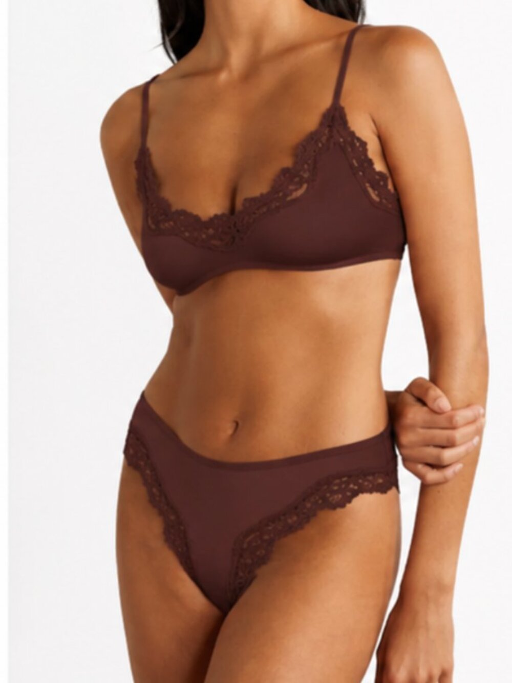NEW SKIMS Fits Everybody Cheeky Tanga Lace Briefs Cocoa Deep Brown 3X NWT